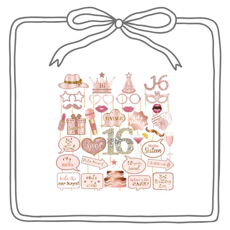 Photobooth prop set 'Sweet 16'