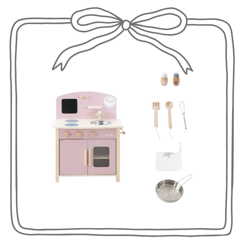 Roba speelkeuken met 2 kookplaten, gootsteen, kraan en accessoires
